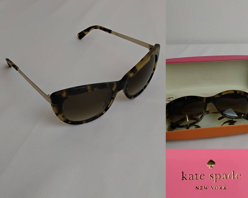 Kate Spade Jayna Cat Eye Sunglasses Tortoise Shell Frames Gold Brown Lens #J5842